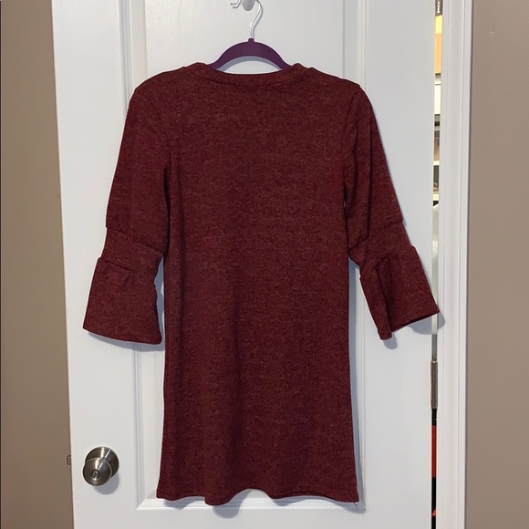 Red/maroon sweater dress with bell sleeves - Picture 4 of 4